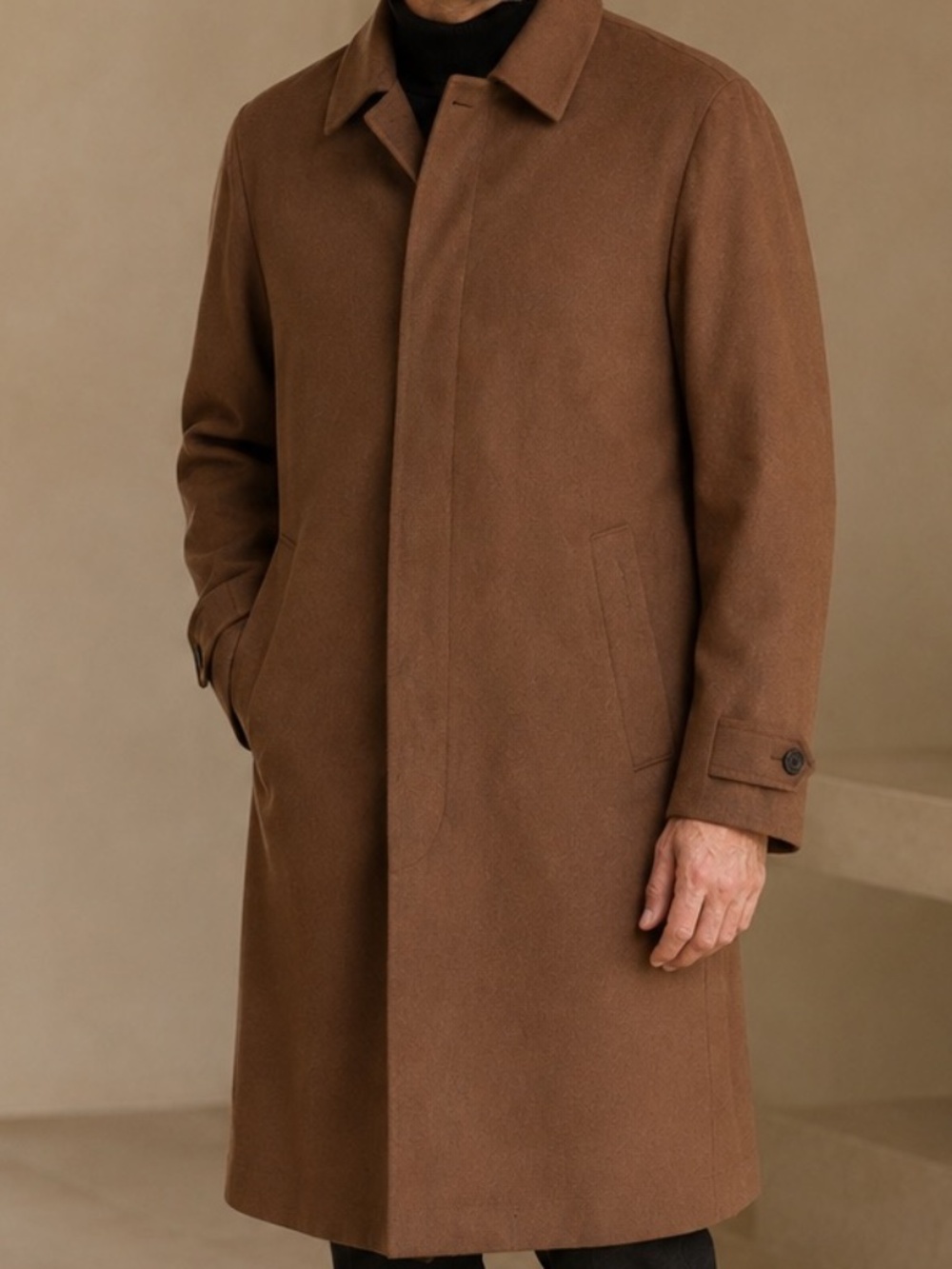 Vintage 1990s Pierre Cardin Pure Cashmere Balmacaan Coat Camel SIZE 42 LARGE